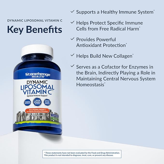 Dynamic Liposomal Vitamin C 1500mg - 90 Capsules - Advanced Formula - Phospholipids sourced from Non-GMO Sunflower, Supports Healthy Immune System, Collagen Synthesis, and Brain Health*