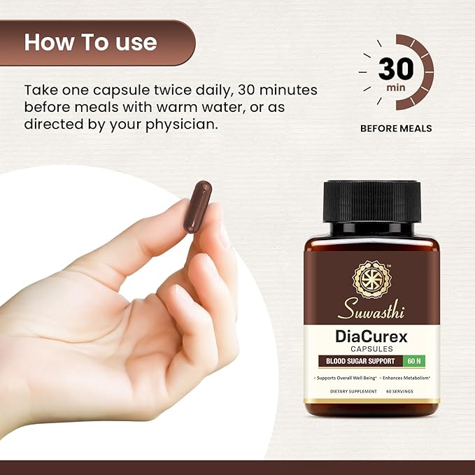 DiaCurex Berberine Supplement -120mg with Cinnamon, Bitter Melon & Gymnema for Men & Women for Health Support, 100% Organic, Vegan & Gluten-Free, 60 Capsules (30 Days of Supply)