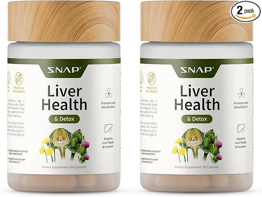 Snap Supplements Liver Health Support Supplement, Natural Liver Cleanse Detox and Repair, 60 Count (Pack of 2)