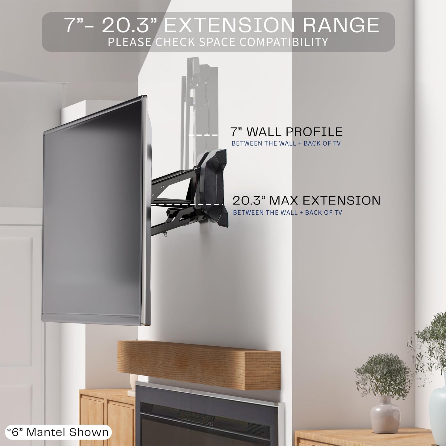 VIVO Motorized Fireplace TV Wall Mount for 37 to 70 inch Screen up to 77 lbs, Height Adjustable Electric Pull Down Mantel Bracket, Black, MOUNT-E-M070R