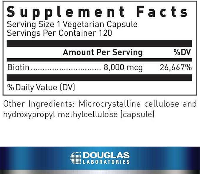 Douglas Laboratories Biotin 8 mg | Vitamin B7 to Support Enzyme Production and Nerve Function | 120 Capsules