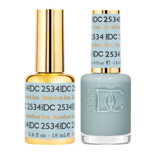 DND DC Gel Polish Set, Free Spirit Collection, UV/LED Gel Polish and Air Dry Nail Lacquer, Matching Chip-Free Polish Duo, 2534 Barefoot Sea, 0.5 Fl Oz