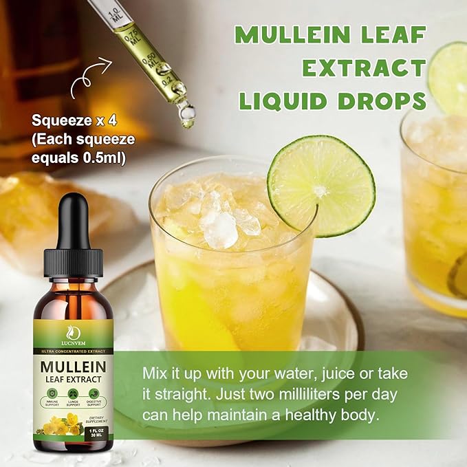 (2 Pack) 98% Absorption Mullein Drops for Lungs, Powerful 5 in 1 Mullein Leaf Herbal Blend Extract, Natural Lungs Support Supplement for Lungs Cleanse & Detox and Respiratory Lung Health