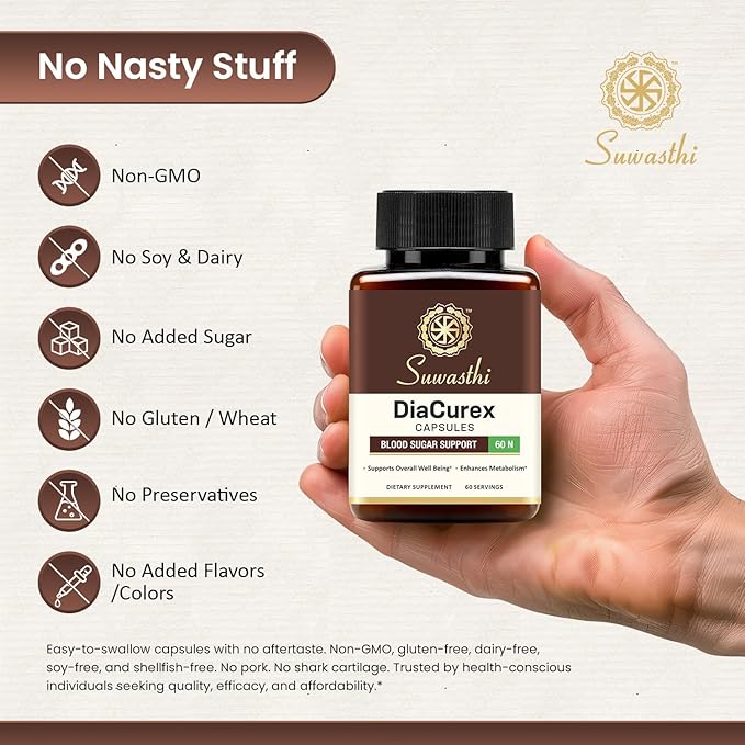 DiaCurex Berberine Supplement -120mg with Cinnamon, Bitter Melon & Gymnema for Men & Women for Health Support, 100% Organic, Vegan & Gluten-Free, 60 Capsules (30 Days of Supply)