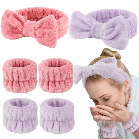 WHAVEL 6PCS Spa Set, Face Wash Headband & Wrist Bands for Skincare & Makeup