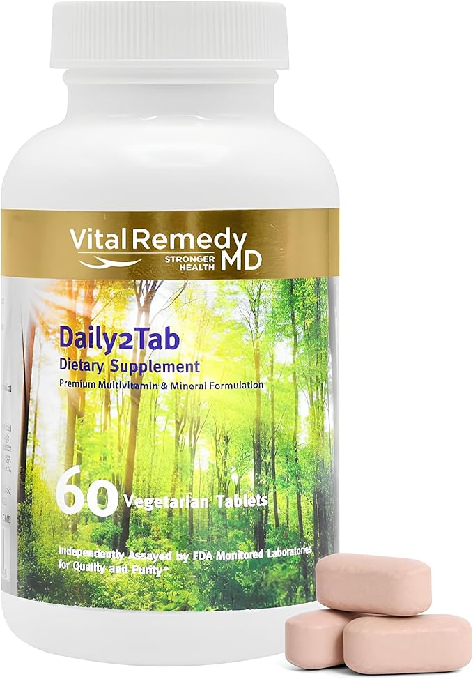 Daily2Tab - All You Need Multivitamin Plus Multimineral Formula. 26 Essential Nutrients for Women and Men, 60 Tablets