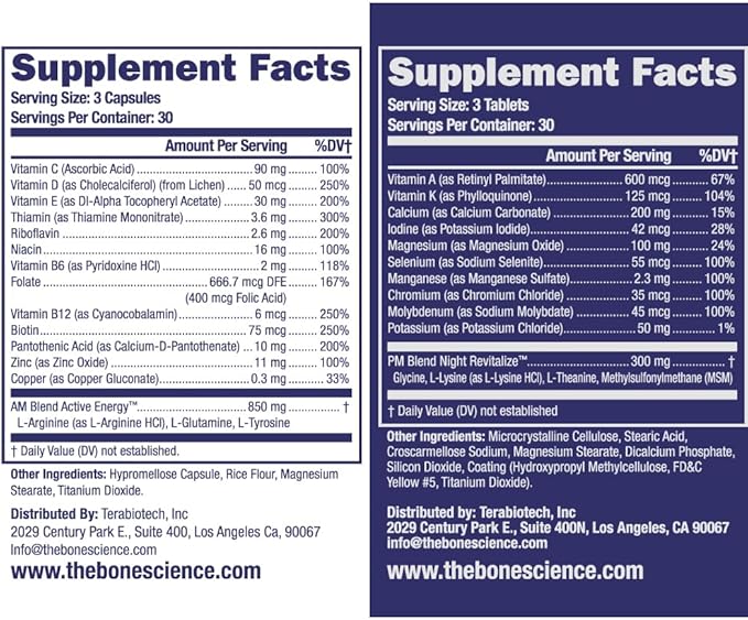 Dr's Grow UP AM & PM - Daily Nutritional Support for Bone & Joint Health - 90 Capsules & 90 Tablets