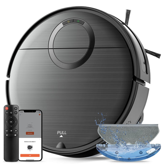 Robot Vacuum and Mop Combo, Robotic Vacuum Cleaner 2 in 1 Vacuuming Mopping with Schedule, Wi-Fi/App/Remote, Max Suction 2000Pa, Self-Charging, Slim, Ideal for Hard Floor, Pet Hair, Low-Pile Carpet