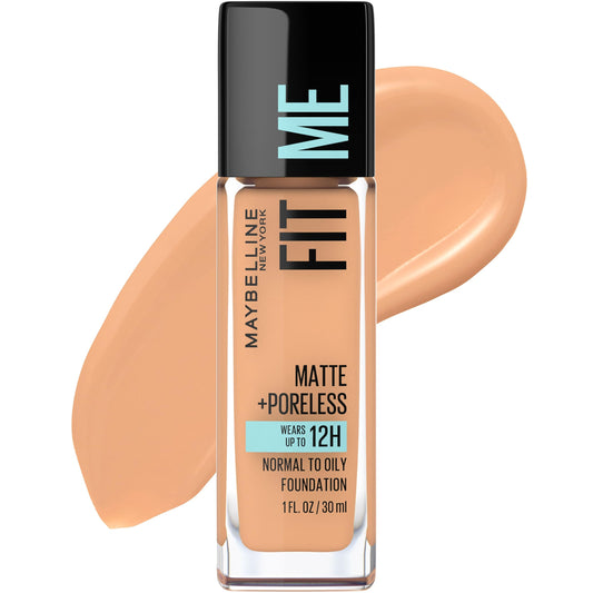Maybelline Fit Me Matte + Poreless Liquid Oil-Free Foundation Makeup, Natural Tan, 1 Count (Packaging May Vary)