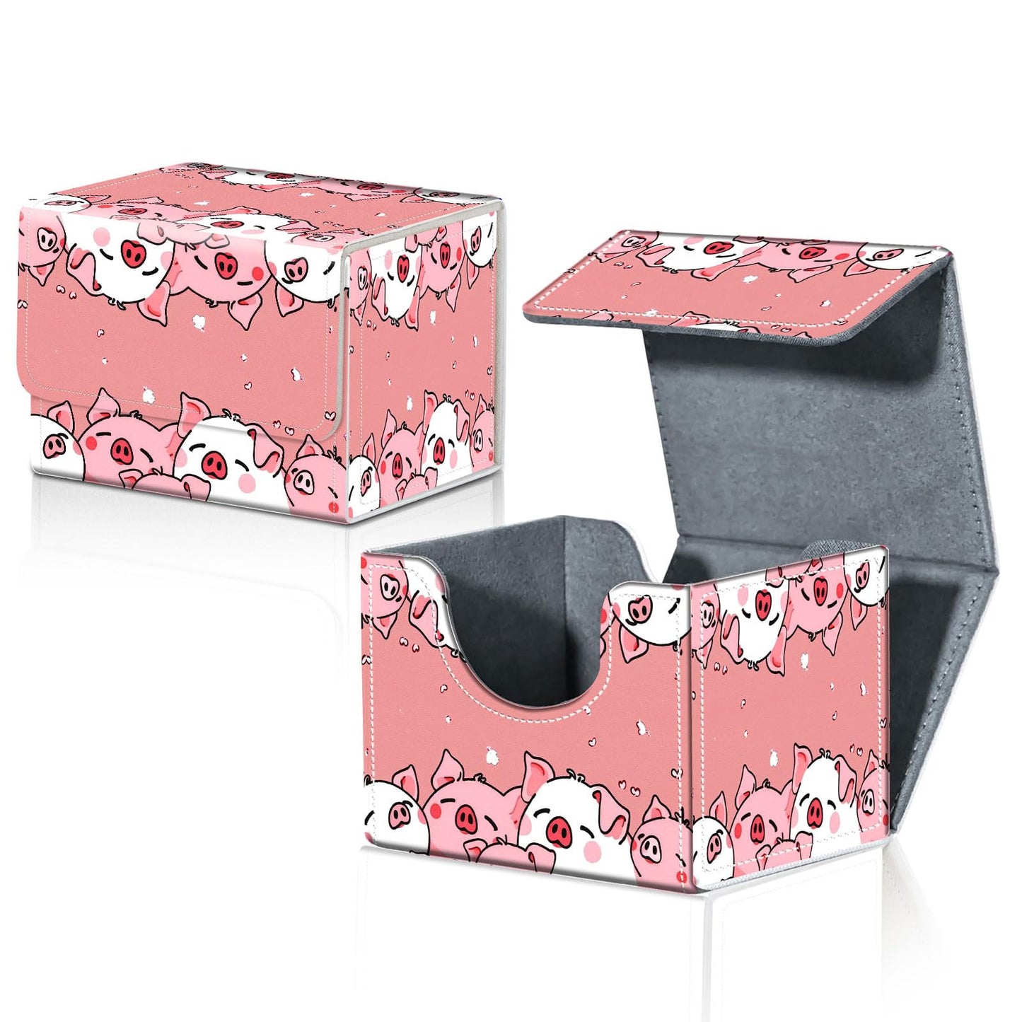 CAPAUNVDA Card Deck Box for MTG Trading Cards with Magnetic Closure,Premium Card Storage Box Case Cover for TCG CCG Magic Cards,Cute Pink Pig