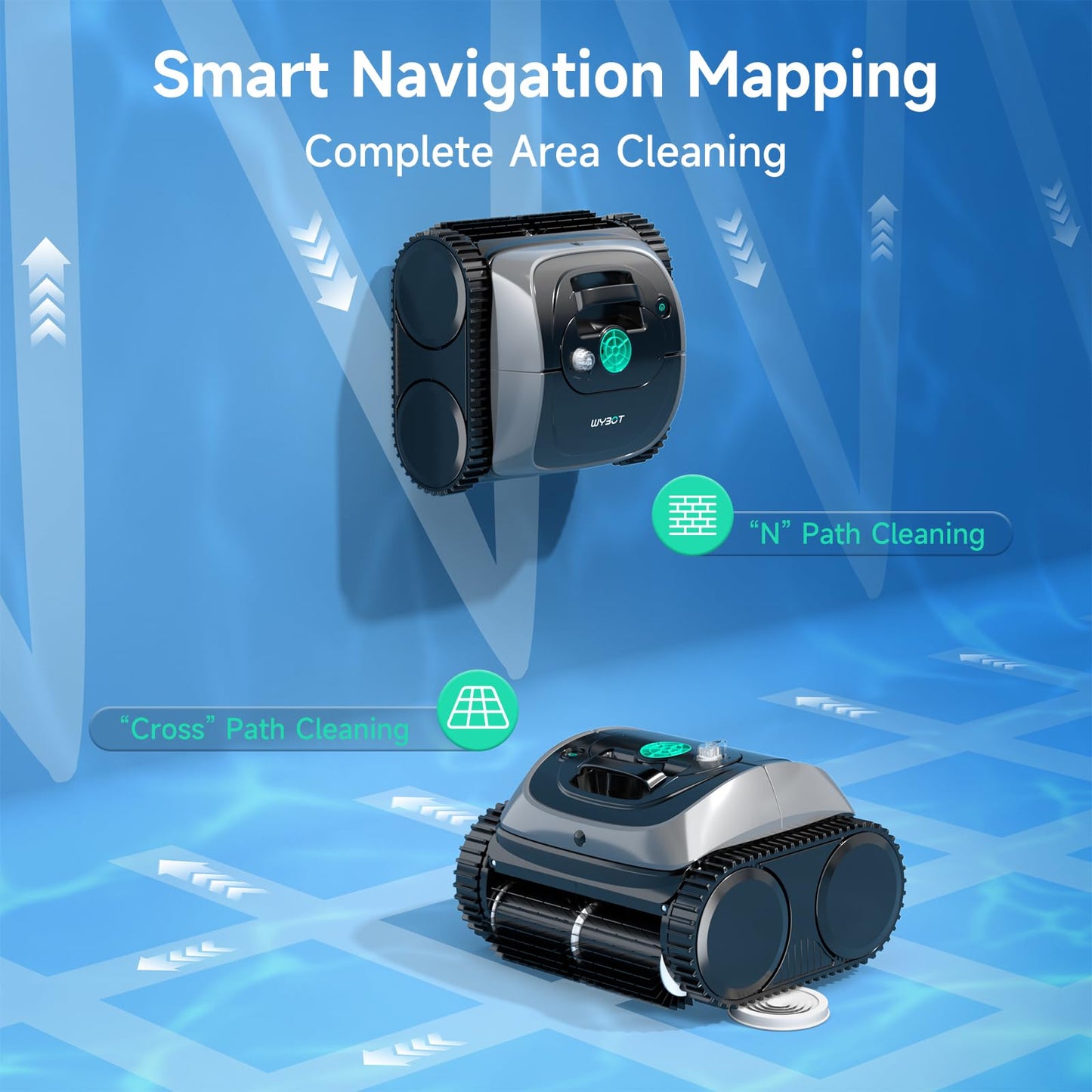 WYBOT C1 Robotic Pool Vacuum for Inground Pools, Cordless Pool Cleaner, 4-in-1 Wall & Waterline Cleaning Up to 1,614Sq.ft, Smart Navigation, App Support