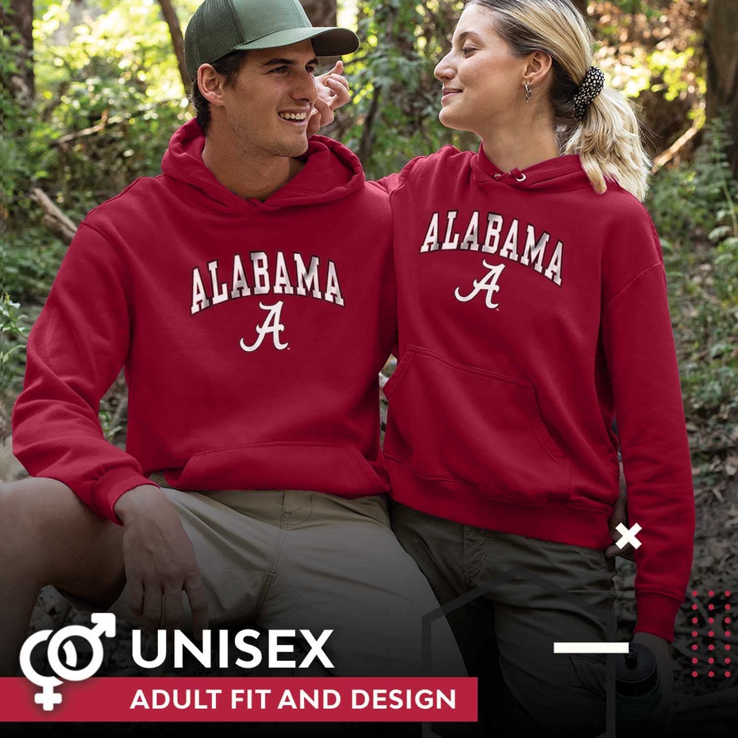Campus Colors Adult Arch & Logo Soft Style Gameday Hooded Sweatshirt (Alabama Crimson Tide - Crimson, Small)