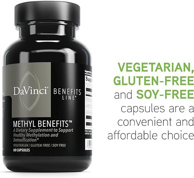 DAVINCI Labs Methyl Benefits - Helps Support Brain Health, Heart Health, Detoxification & More with Folate, Vitamin B12 & More* - Vegetarian, Gluten-Free - 60 Capsules