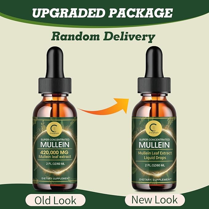 (2 Pack) Mullein Drops for Lungs - High Potency Mullein Leaf Extract for Lung Detox & Cleanse, Support for Respiratory, Immune, Digestive System, Natural Mullein Liquid Tincture, Non-GMO, 4 FL OZ