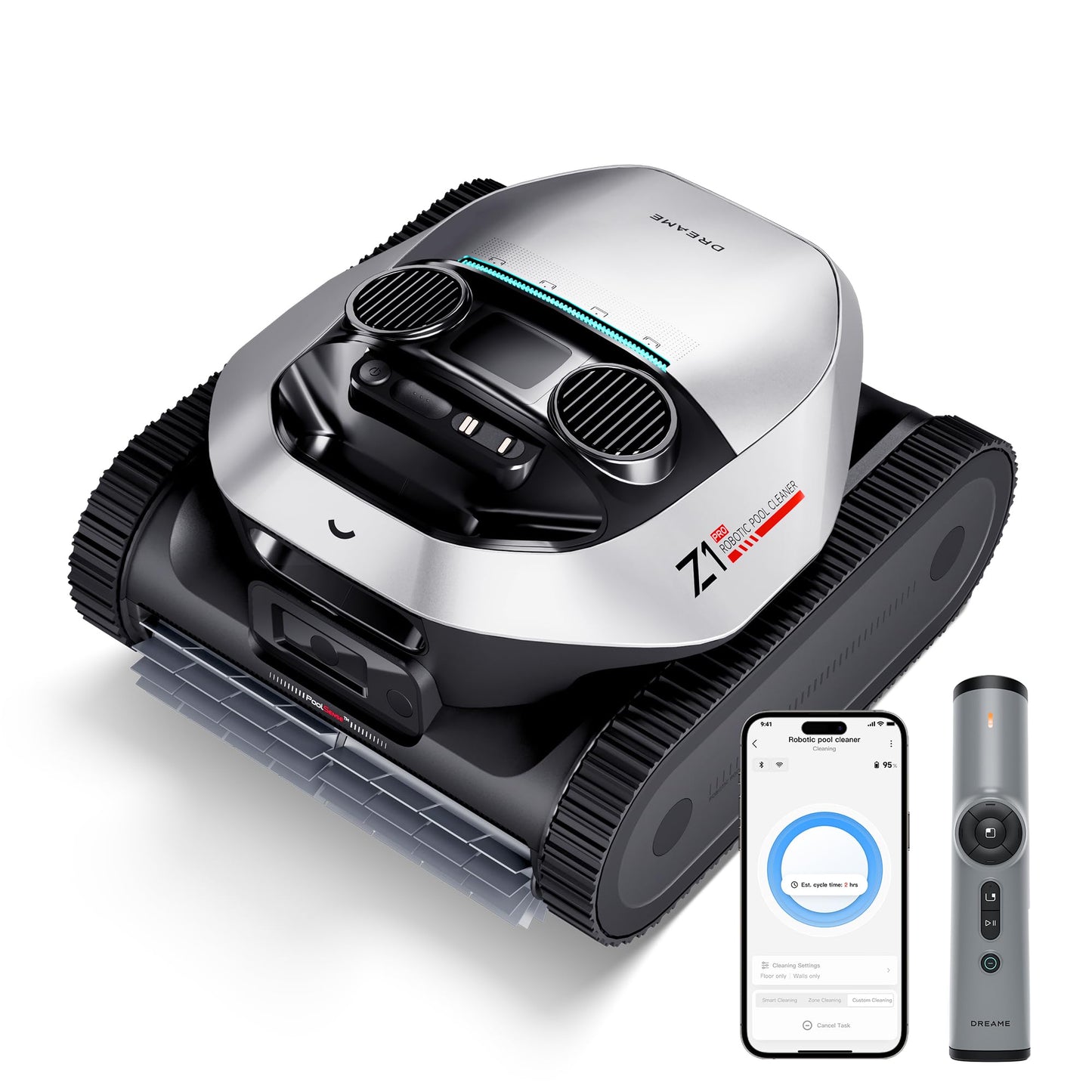 DREAME Z1 Pro Cordless Robotic Pool Cleaner, LiFi Remote Control, 8000 GPH Suction, Waterline Horizontal Cleaning, Auto-Retrieval, Automatic Pool Vacuum for Above & In-Ground Pools, Upgraded Version