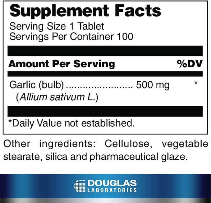 Douglas Laboratories Garlic (Odorless) | Supports Cardiovascular Health and Immunity | 100 Tablets