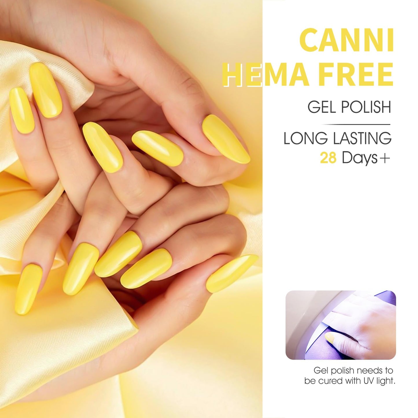CANNI Bright Yellow Gel Nail Polish, 1Pcs Neon Yellow Gel Polish Pastel Butter Yellow Color Nail Polish Gel High Gloss Soak Off U V Gel Nail French Nail Manicure Salon DIY