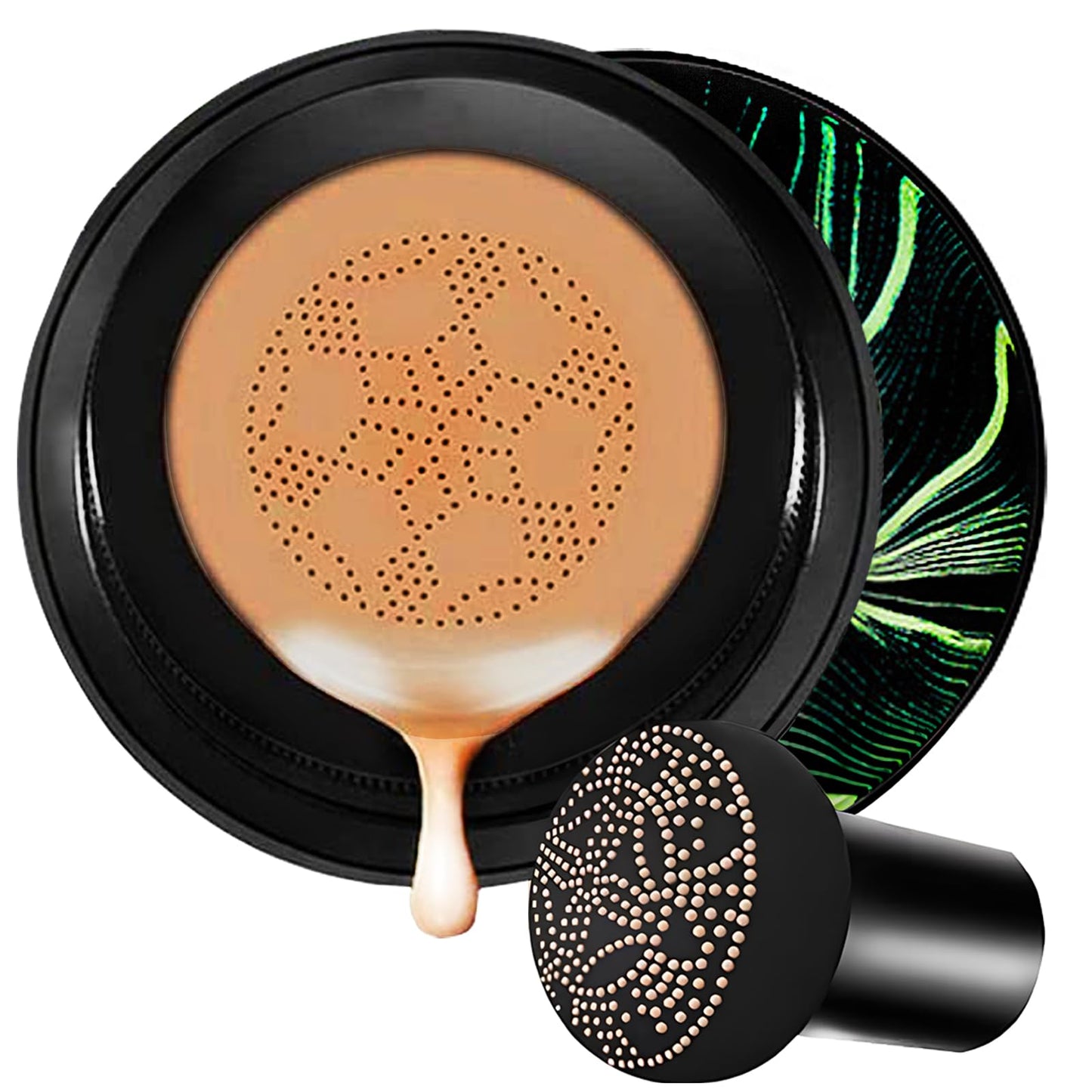 Moisture Cushion CC Cream Foundation for Mature Skin - Flawless Concealer BB Cream with Mushroom Sponge, Long-Lasting Waterproof Air Cushion, Natural honey and pine Makeup, Even Skin Tone（06# BROWN）