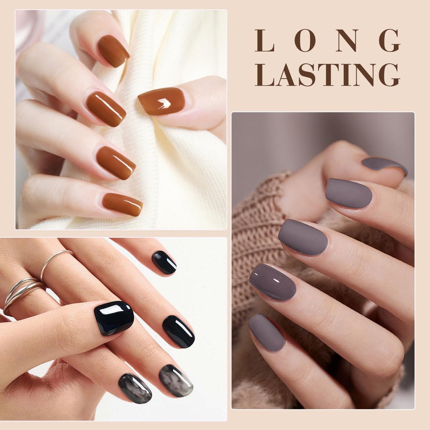 CANNI Brown Grey Gel Nail Polish, 6 Colors 9ML Brown Skin Black Grey Nude Khaki Gel Nail Polish Set, Soak off UV LED Nail Gel DIY Manicure Winter Nail Salon for Women