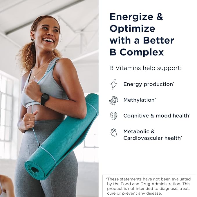 Designs for Health Methylated Vitamin B Complex - Vitamin B Supplements with B12 Vitamins, B1, B3, Niacin, B6, Folate & Biotin - Methylated Multivitamin for Metabolic + Heart Health (120 Capsules)