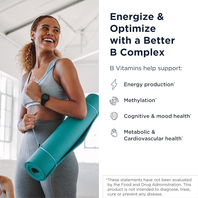 Designs for Health Methylated Vitamin B Complex - Vitamin B Supplements with B12 Vitamins, B1, B3, Niacin, B6, Folate & Biotin - Methylated Multivitamin for Metabolic + Heart Health (60 Capsules)