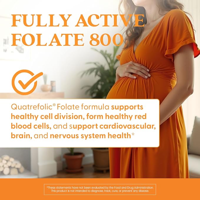 Doctors Best Fully Active Folate 800 with Quatrefolic, Supports Fetal Health, Non-GMO, Gluten Free, Vegan 60 Veggie Caps