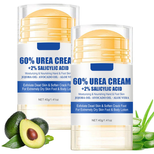 2 Pcs 60% Urea Cream plus 2% Salicylic Acid Foot Cream for Removing Calloused Skin, Cracked Hands Feet Moisturizes & Hydrates, Maximum Strength Skin Barrier Repair Hand Cream (White)