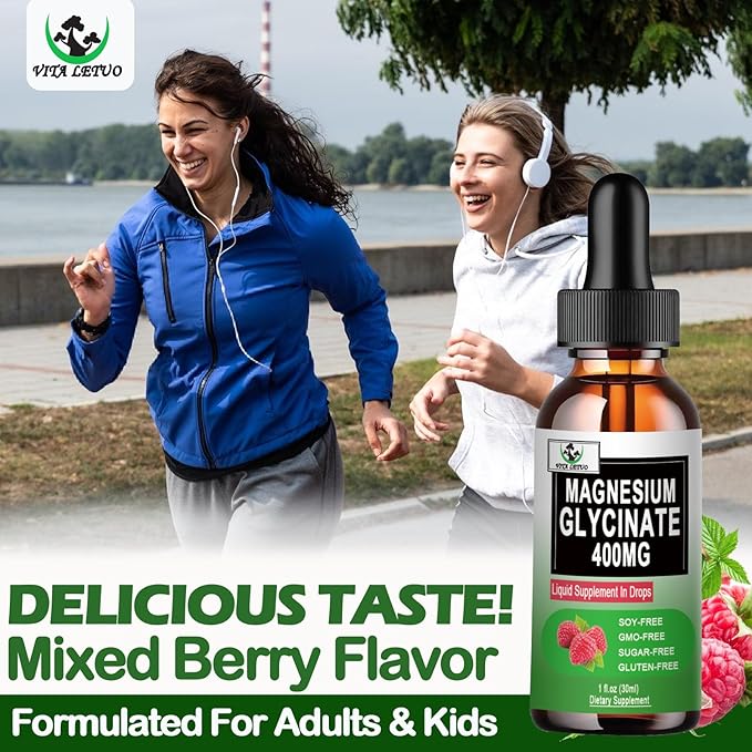 (2 Pack) Magnesium Glycinate Liquid Drops,6X High Absorption Liquid Magnesium Supplement for Bone,Sleep,Leg Cramps & Immune Support,Pure Magnesium Glycinate 400mg for Women Men,Vegan,Non-GMO