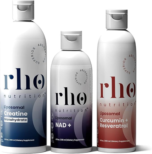 Elite Performance Bundle – High Absorption Liposomal Supplements for Energy, Recovery, and Strength - NAD+, Curcumin + Resveratrol, & Creatine (3 Pack)