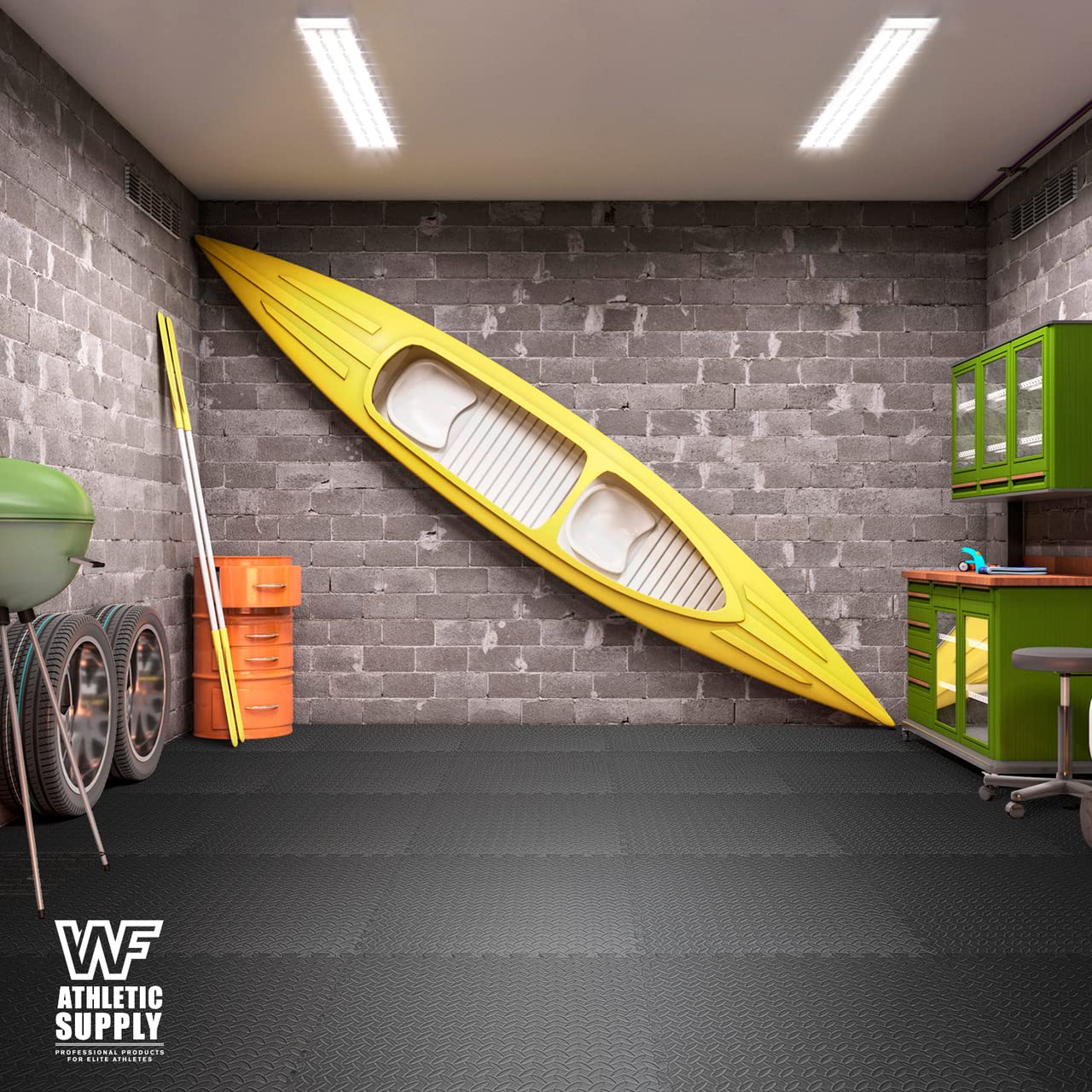 CAPHAUS 1/2 Inch Thickness Multipurpose EVA Foam Floor Tiles, 24-Inch x 24-Inch Interlocking Floor Mat for Indoor Gym and Home Use