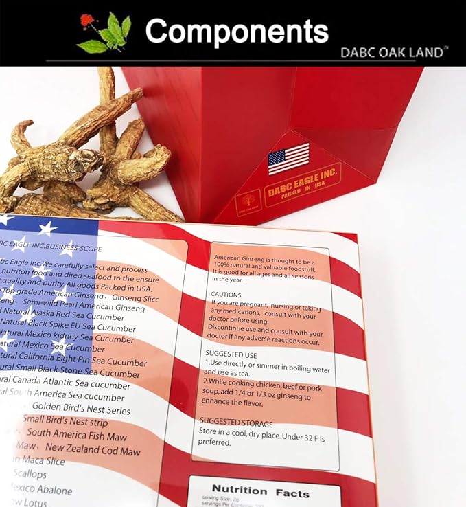 DOL Hand-Selected American Wisconsin Farmed Ginseng Root 美国威斯康辛州 长枝西洋参 花旗参 | Cultivated Wisconsin American Ginseng (Large 4oz/Box)