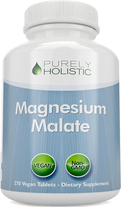 Magnesium Malate 400mg Tablets - 50% More 270 Vegetarian Tablets - Chelated Magnesium Supplement with Malic Acid - Promotes Energy Production and Muscle Recovery - High Absorption
