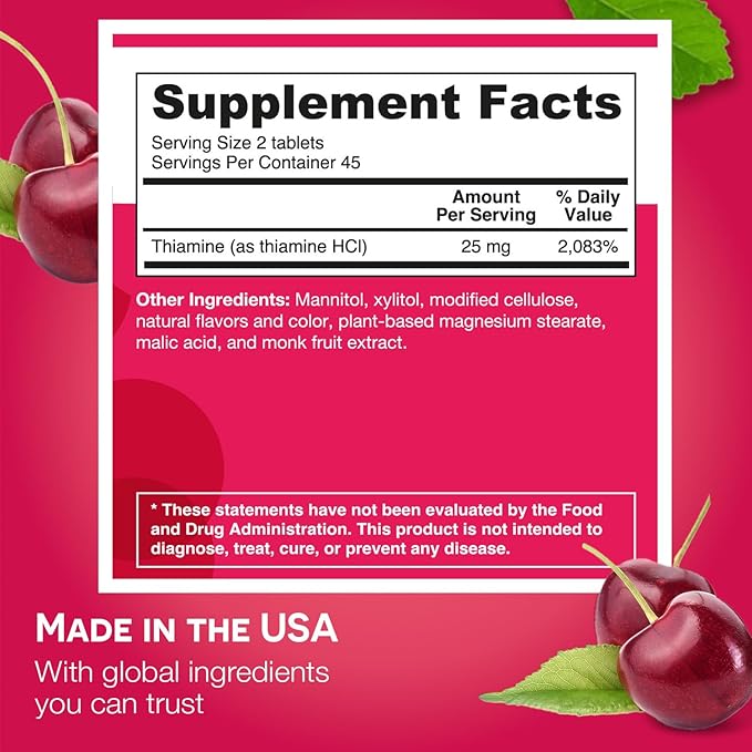 EZ Melts Dissolvable Vitamin B1 25 mg, Sugar-Free, 45-Day Supply