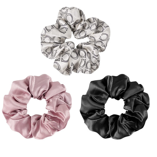 OLESILK 100% Mulberry Silk-Scrunchies for Hair Sleep, Women Grils Silk Hair Ties for Frizz & Breakage Curly Hair, No Damage, Elastics Ponytail Holder, 3 Pack