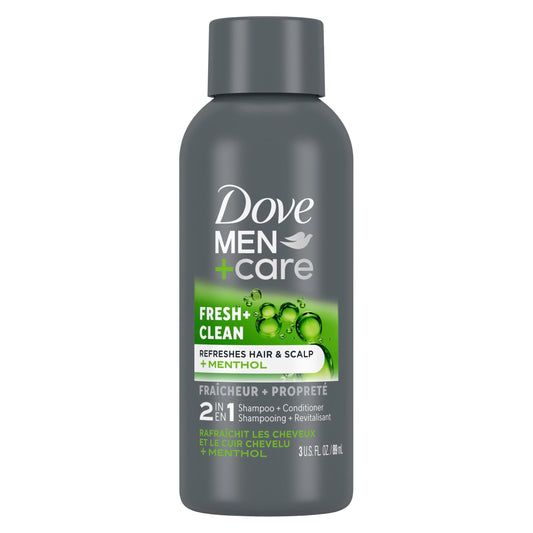 DOVE MEN + CARE Fortifying 2 in 1 Shampoo and Conditioner Fresh and Clean with Caffeine for Normal to Oily Hair Helps Strengthen Thinning Hair 3 oz