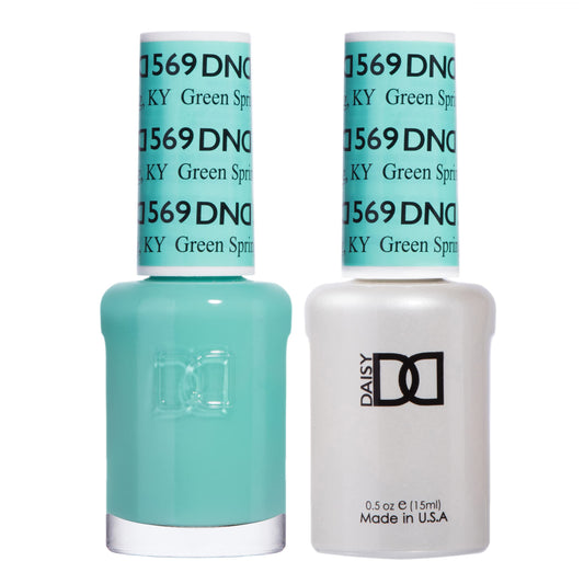 DND Gel Polish Set, Green Collection, UV/LED Gel Polish and Air Dry Nail Lacquer, Matching Chip-Free Polish Duo, 569 Green Spring, 0.5 Fl Oz