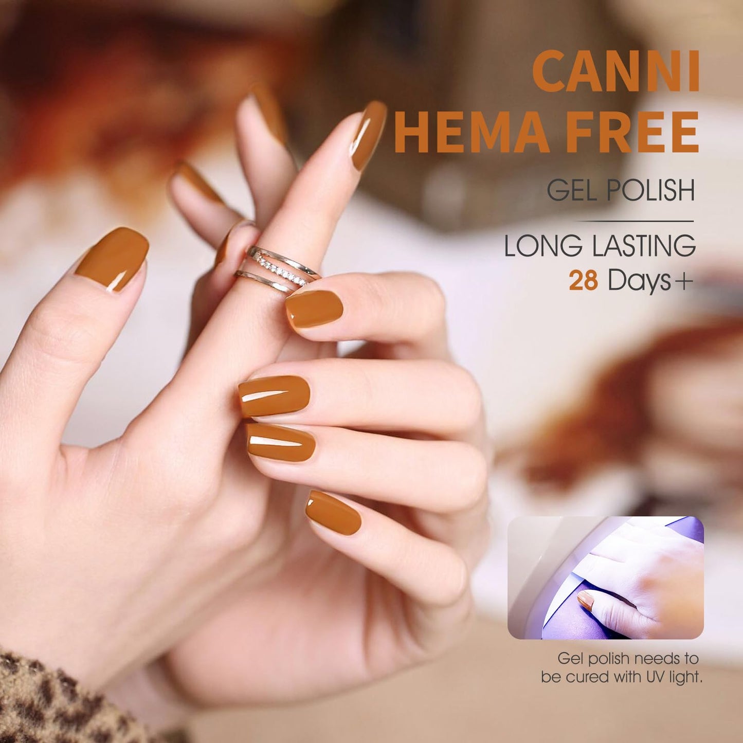 CANNI Brown Gel Nail Polish, 1Pcs Brown Fall Winter Gel Polish Color Nail Polish Gel High Gloss Soak Off U V Gel Nail French Nail Manicure Salon DIY