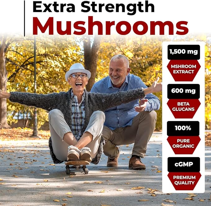 CANCER SCIENCES Cachexia Supplement, USDA Certified Organic Mushrooms Extract Capsules, Extra Strength 1,500 mg, High Potency 40% Beta-Glucans, Immune & Metabolic Support, Weight & Muscle Mass Support