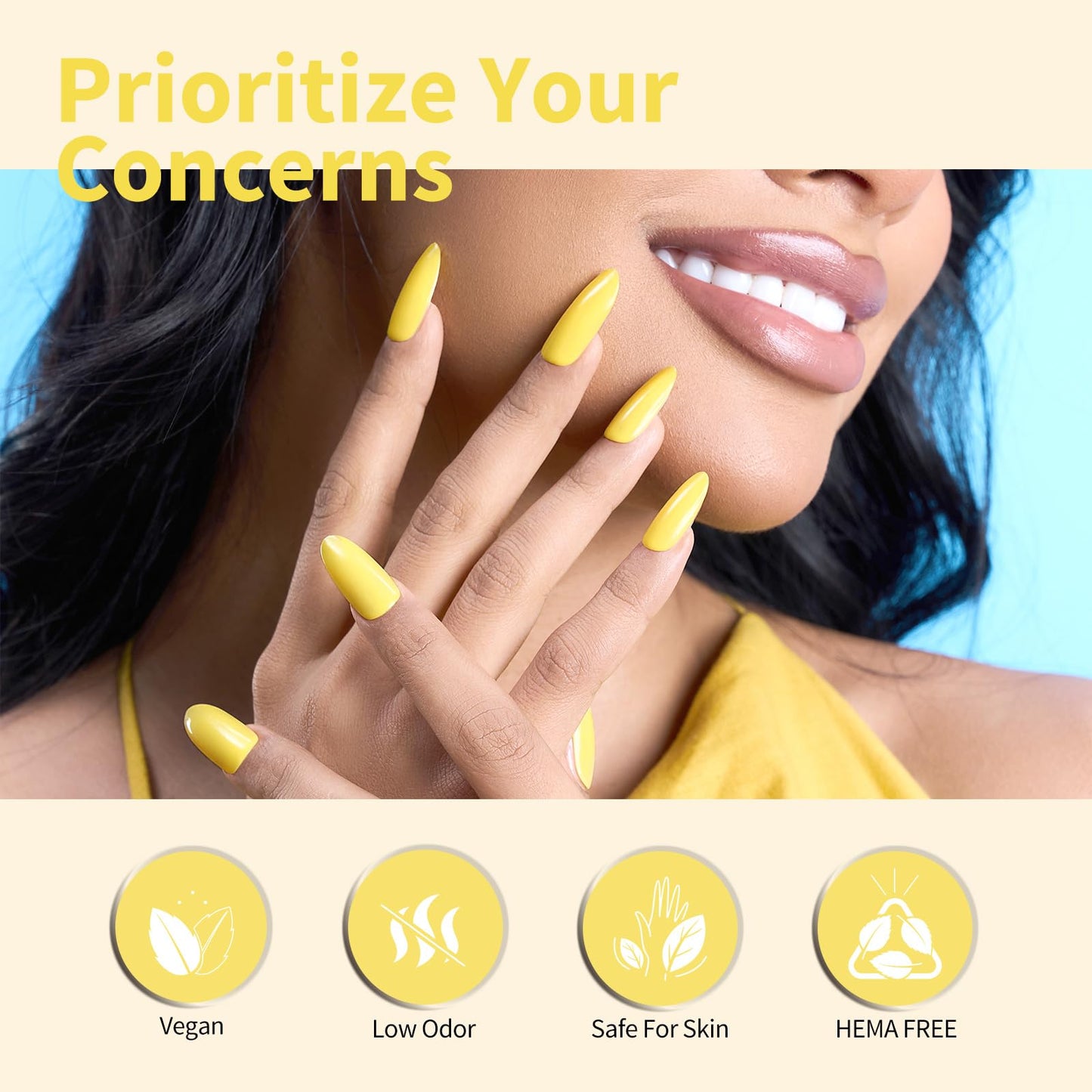 CANNI Bright Yellow Gel Nail Polish, 1Pcs Neon Yellow Gel Polish Pastel Butter Yellow Color Nail Polish Gel High Gloss Soak Off U V Gel Nail French Nail Manicure Salon DIY