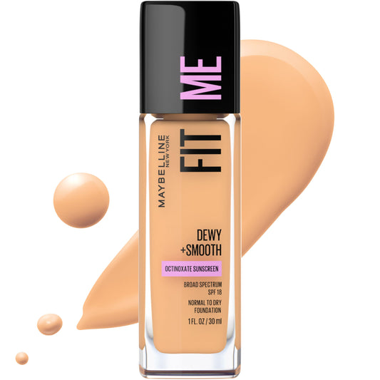 Maybelline Fit Me Dewy + Smooth Liquid Foundation Makeup, Natural Buff, 1 Count (Packaging May Vary)