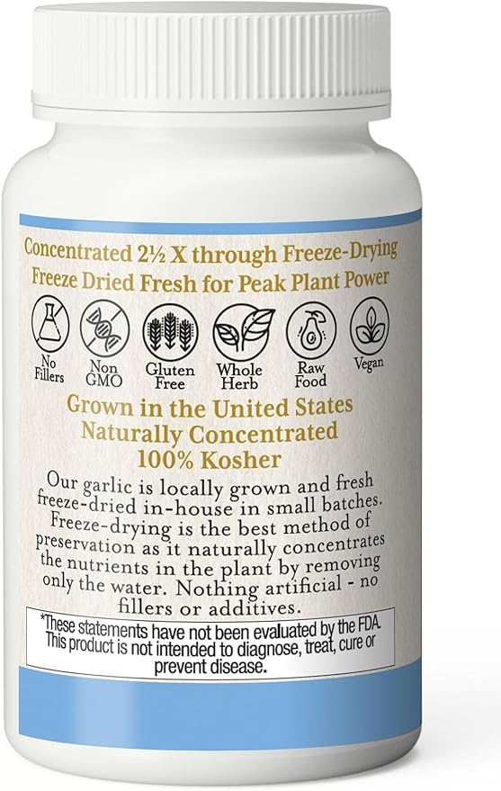 Eclectic Institute Raw Freeze-Dried Non-GMO Garlic | Antioxidants for Health, Helps Maintain Healthy Circulation | 90 CT