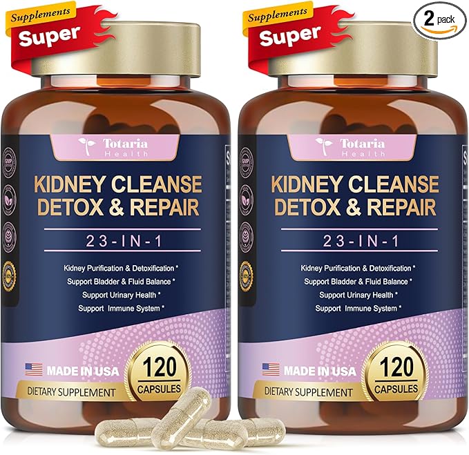(2 P) Kidney & Liver Cleanse Detox & Repair Capsules, Chanca Piedra & Cranberry Pills for Liver & Kidney Support Supplement Extra Strength for Stones Dissolver, Urinary Tract Health for Woman