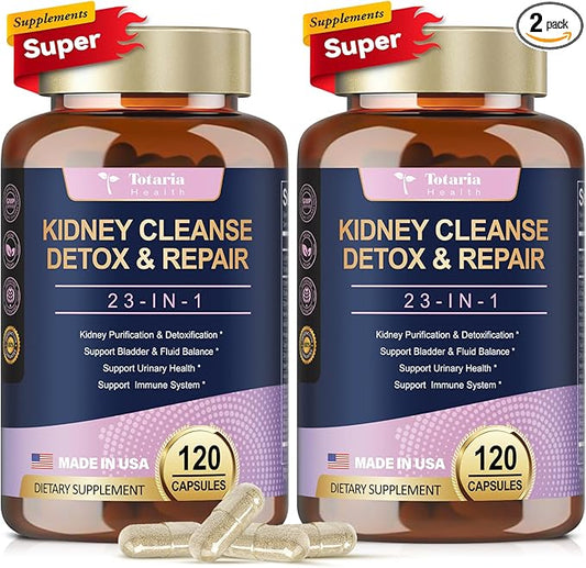 (2 P) Kidney & Liver Cleanse Detox & Repair Capsules, Chanca Piedra & Cranberry Pills for Liver & Kidney Support Supplement Extra Strength for Stones Dissolver, Urinary Tract Health for Woman