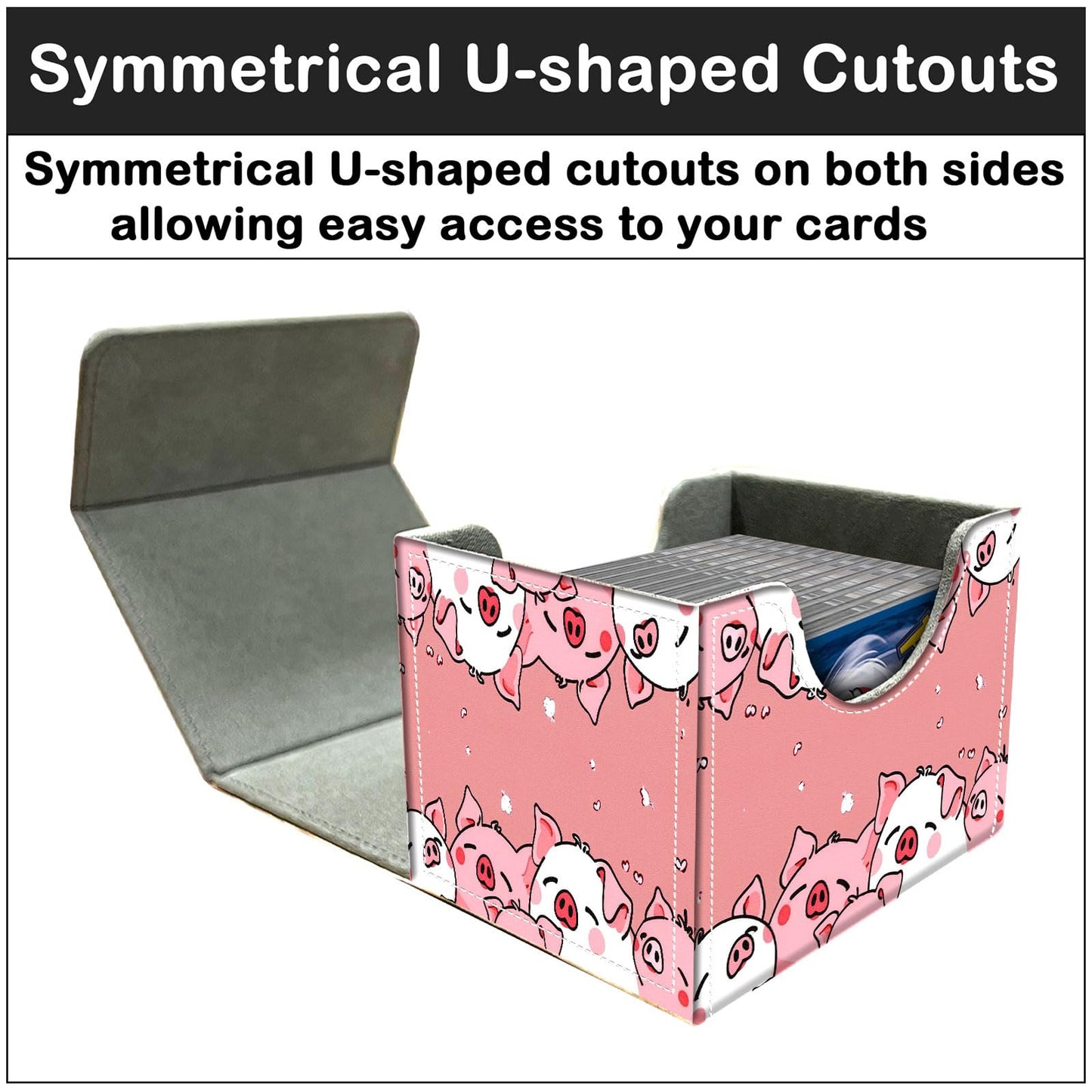 CAPAUNVDA Card Deck Box for MTG Trading Cards with Magnetic Closure,Premium Card Storage Box Case Cover for TCG CCG Magic Cards,Cute Pink Pig