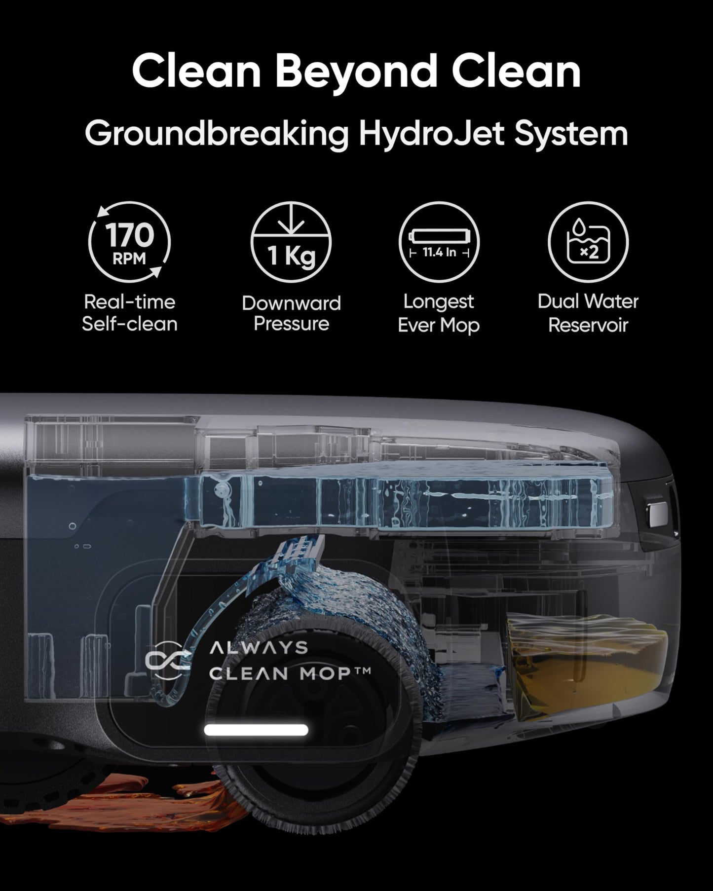 eufy Robot Vacuum Omni S1 Pro with All-in-One Station, HydroJet Robot Vacuum and Mop Combo, Eco-Clean Ozone, 8000 Pa Suction, Obstacle Avoidance, Auto Mop Washing & Drying, Self-Emptying