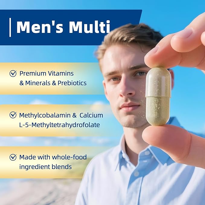 (2 Pack) Multivitamin for Men - Daily Mens Multivitamins with Vitamin D, B12, Zinc, Folic Acid, Lycopene and Prebiotics for Men's Wellness, Immune Support, Energy and Vitality, 240 Capsules