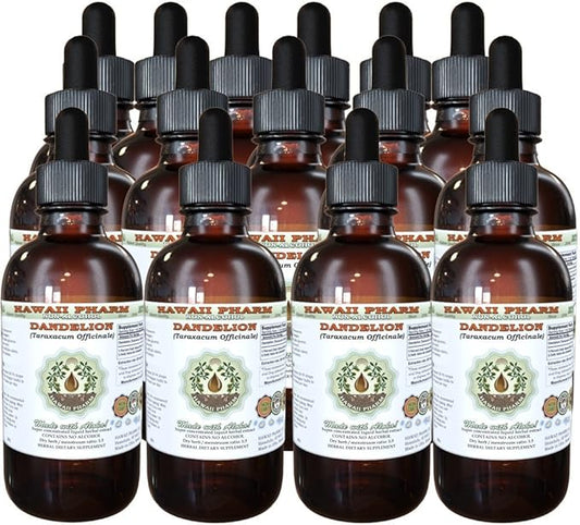 Dandelion Alcohol-Free Liquid Extract, Organic Dandelion (Taraxacum Officinale) Dried Leaf Glycerite Hawaii Pharm Natural Herbal Supplement 15x4 oz