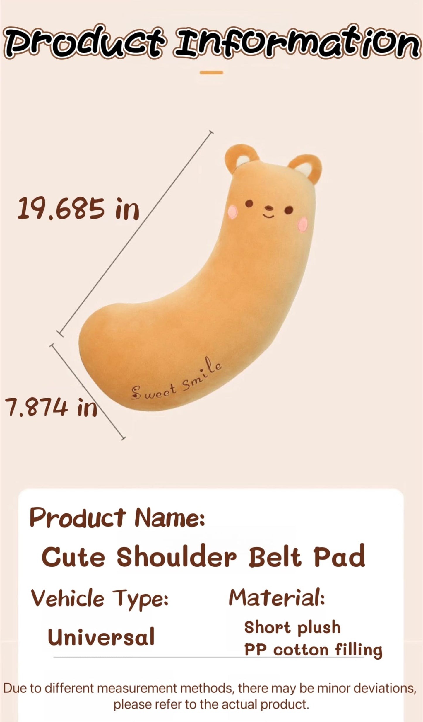 Car Seat Belt Pillow Stocking Stuffers Cute Toy Rabbit Safety Seatbelt Shoulder Pad Auto Accessory Neck Cushion Protector Seatbelt Shoulder Protector Sleeping Pillow Nice Gift (Bear)