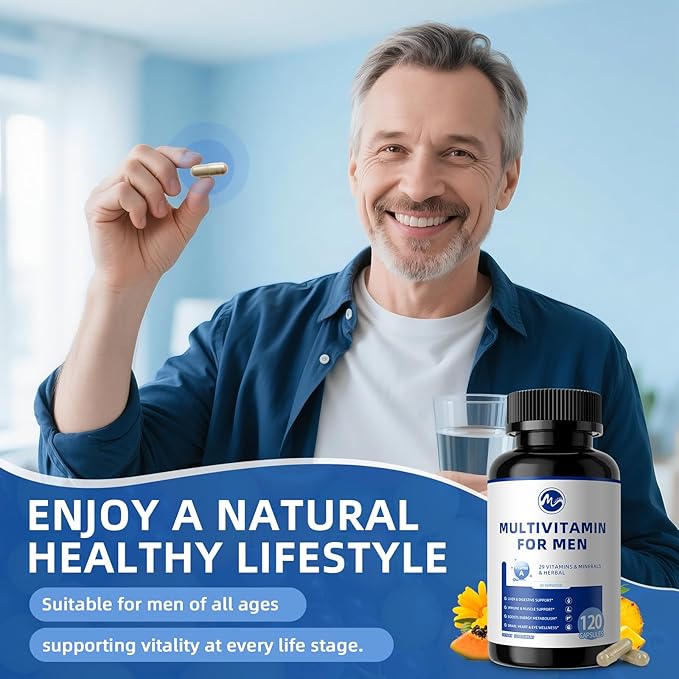 (2 Pack) Multivitamin for Men - Daily Mens Multivitamins with Vitamin D, B12, Zinc, Folic Acid, Lycopene and Prebiotics for Men's Wellness, Immune Support, Energy and Vitality, 240 Capsules