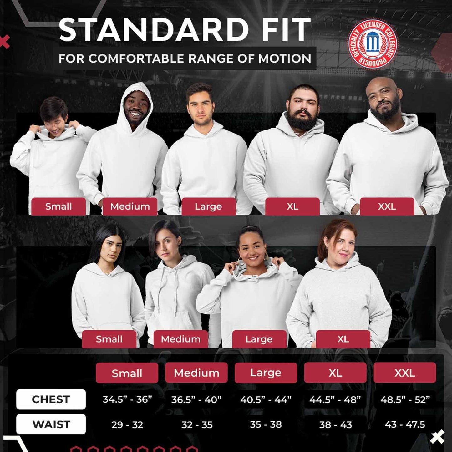 Campus Colors Adult Arch & Logo Soft Style Gameday Hooded Sweatshirt (Alabama Crimson Tide - Crimson, Small)